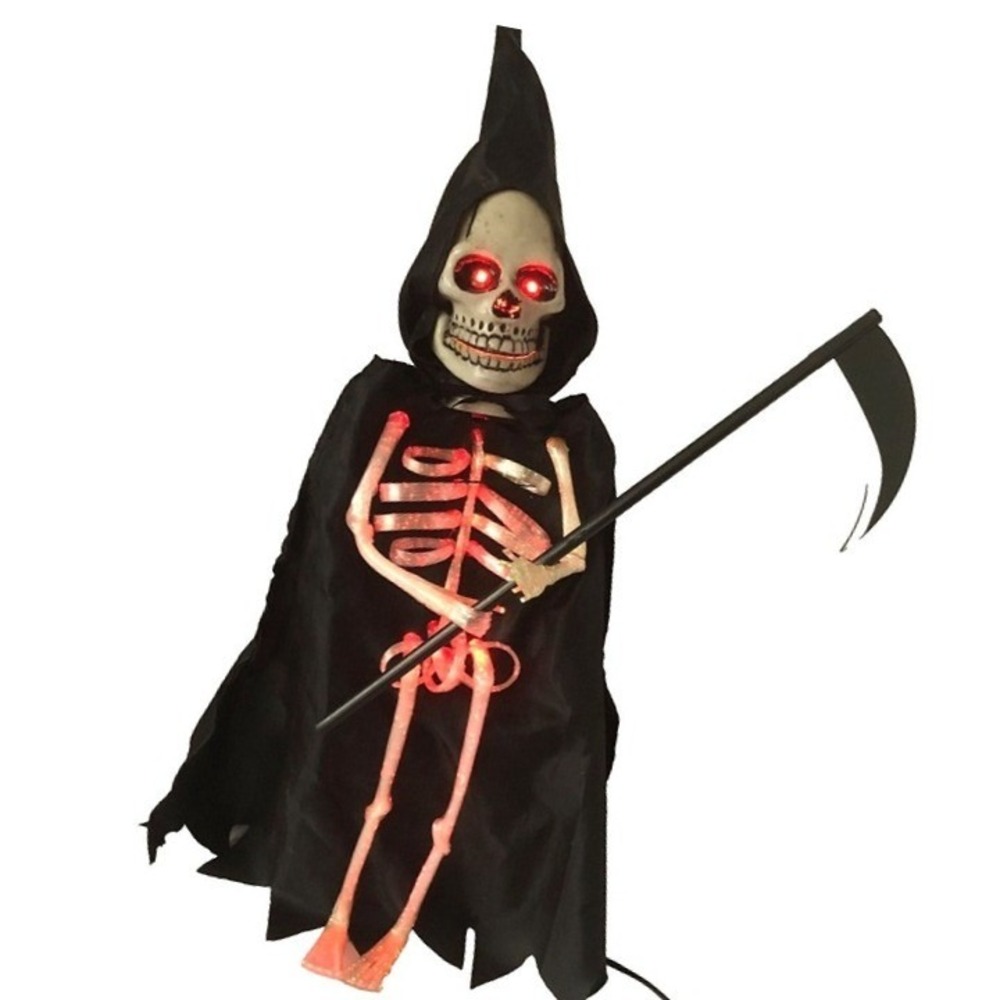 Halloween Grim Reaper Lights Up Changes Colors 17" Watch Video